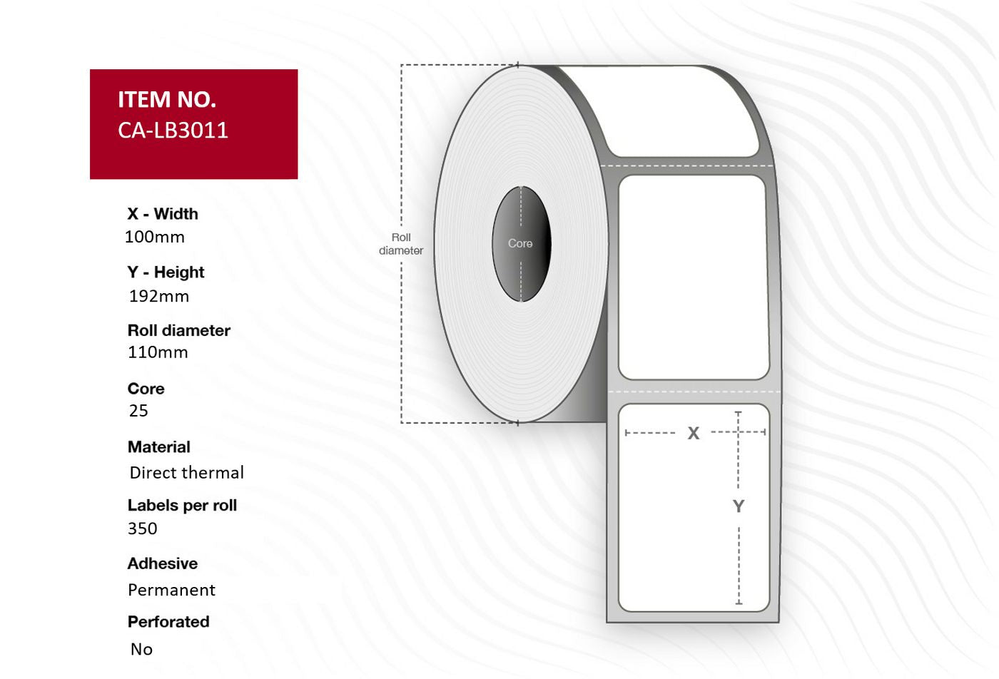 Capture Drucketiketten, 100 mm × 192 mm, Thermopapier, permanent klebend, 16 Rollen