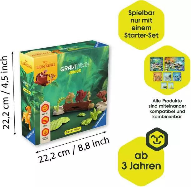 Ravensburger GraviTrax Junior Erweiterungsset – Lion King – 33-teilig – ab 3 Jahren – Kunststoff – mehrfarbig