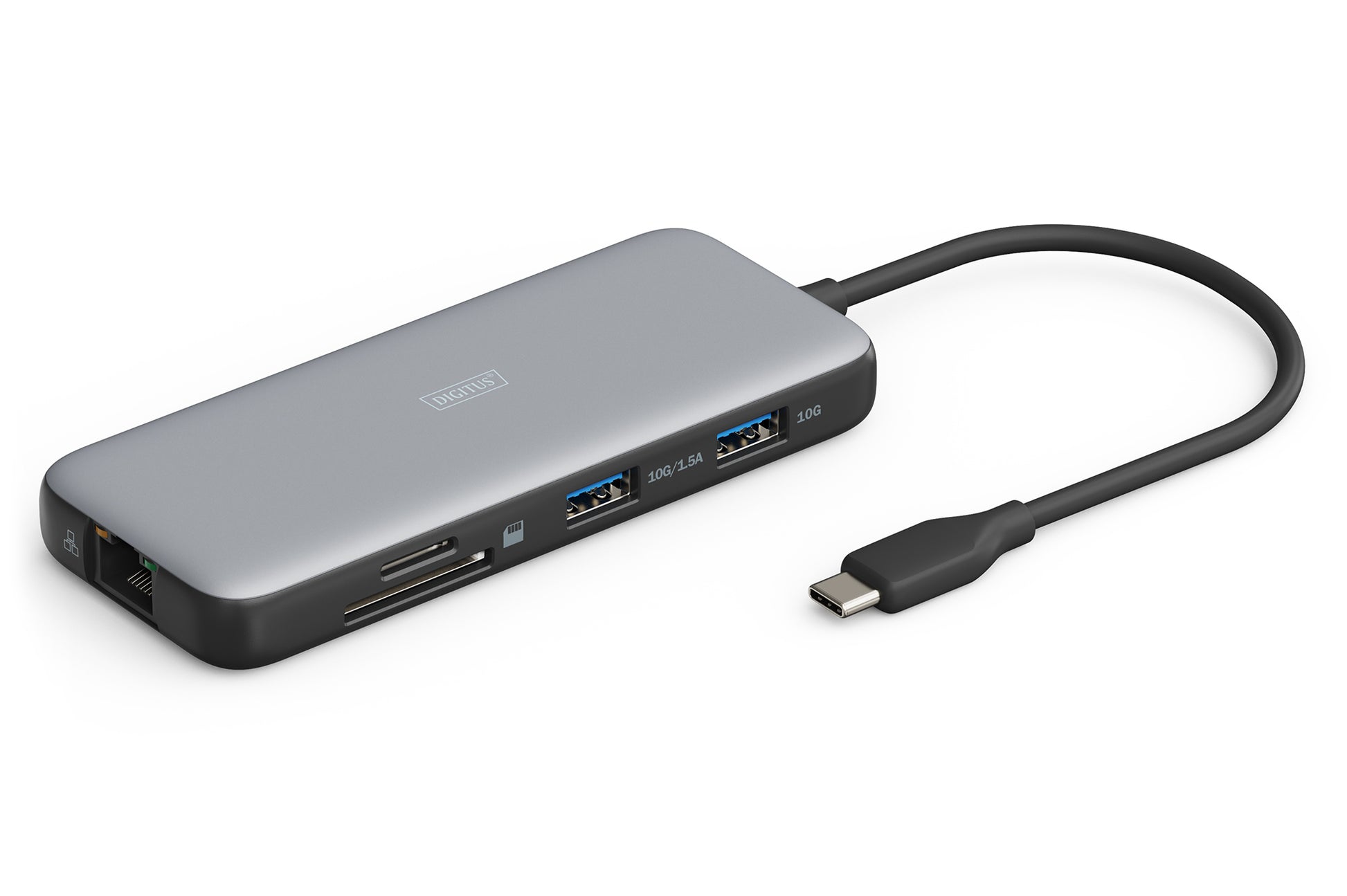 Digitus Dockingstation – USB-C, 1× DP, 2× HDMI, 2× USB-A, 1× USB-C, 100 W PD, GbE, für Windows/Mac/ChromeOS