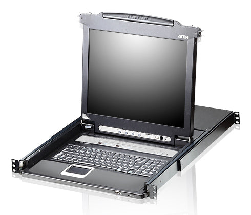 ATEN 19" Rack-LCD-Konsole – 1280 × 1024/75 Hz, 8-Port KVM, CH QWERTZ – 1U