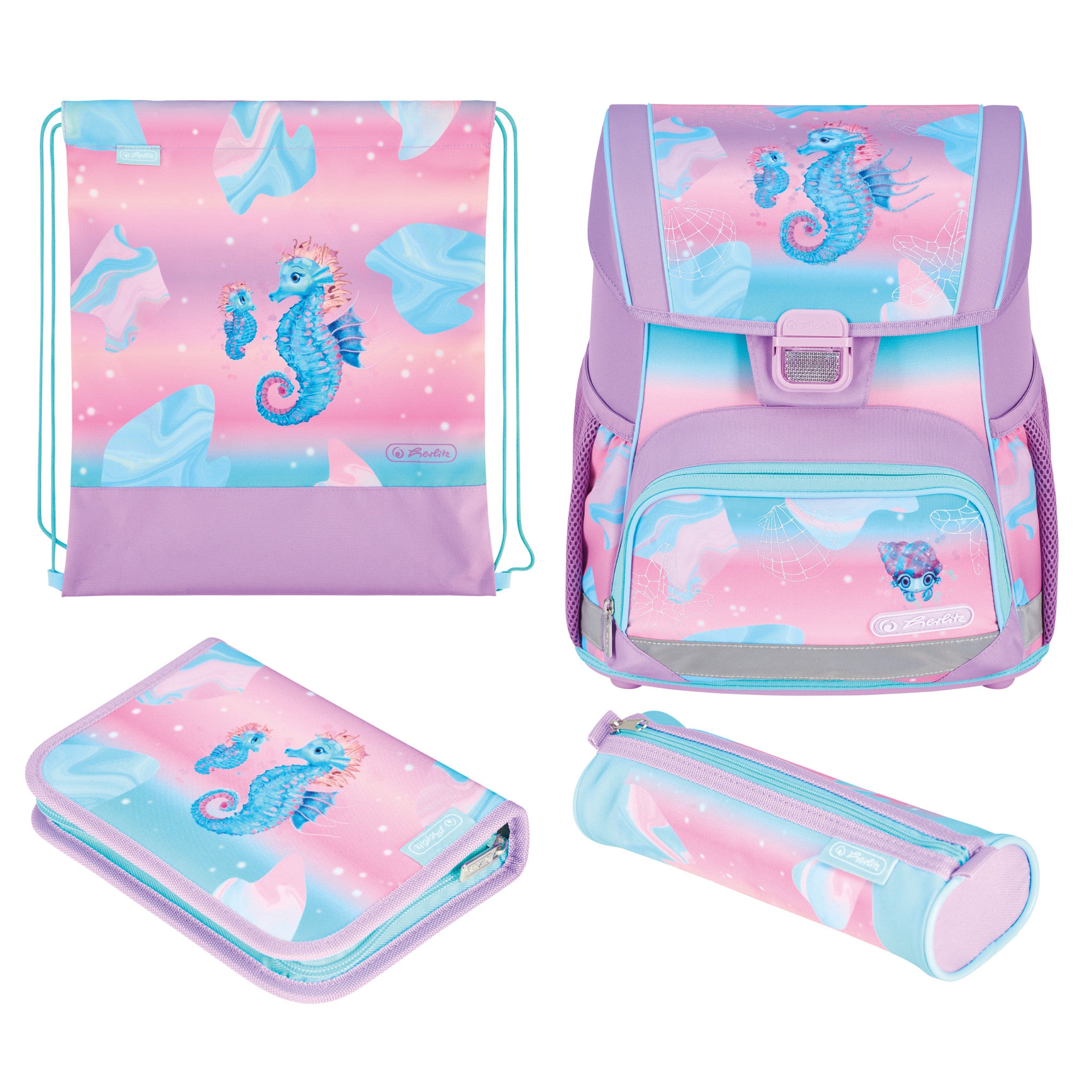 Herlitz Loop Plus – Schulrucksack-Set, Ocean Lights, 17 l, 31×37×22 cm