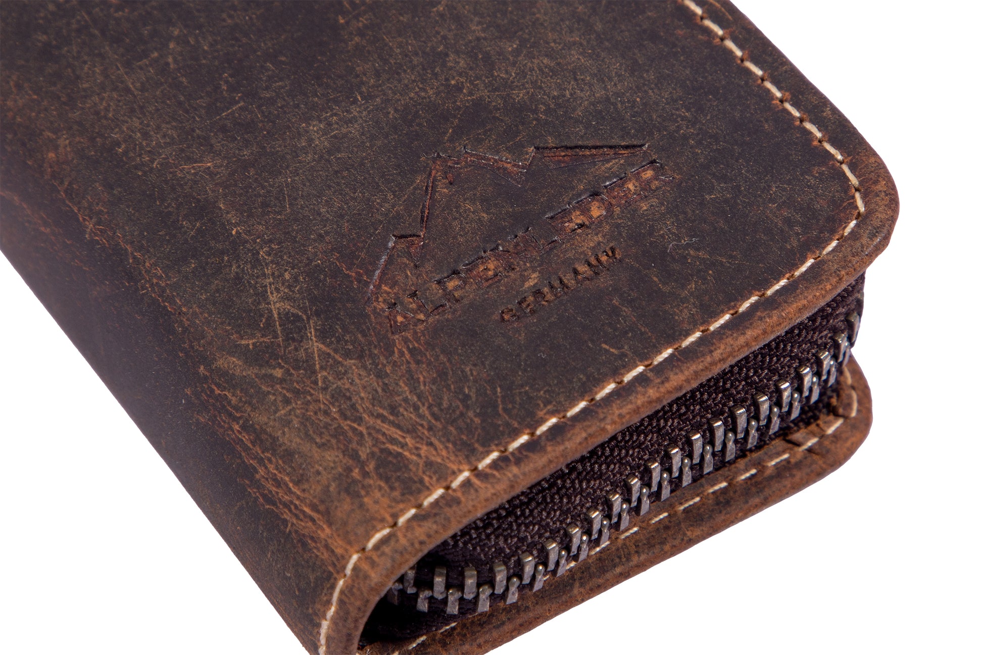 Alpenleder Etui Schlamperetui, leer – old havana/braun – Leder