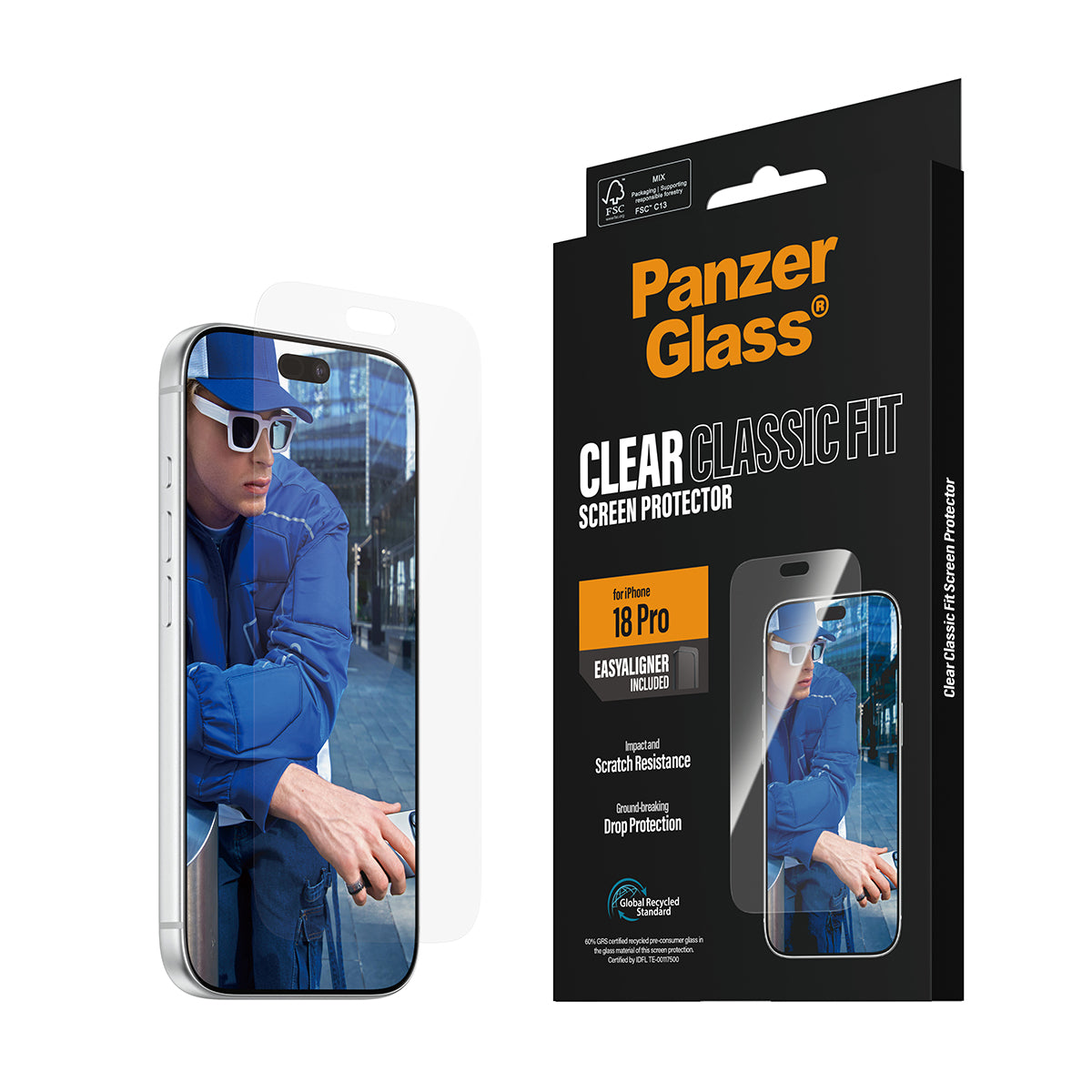 PanzerGlass Displayschutz (Folie), Case Friendly – für iPhone 18 Pro – mit Applikator