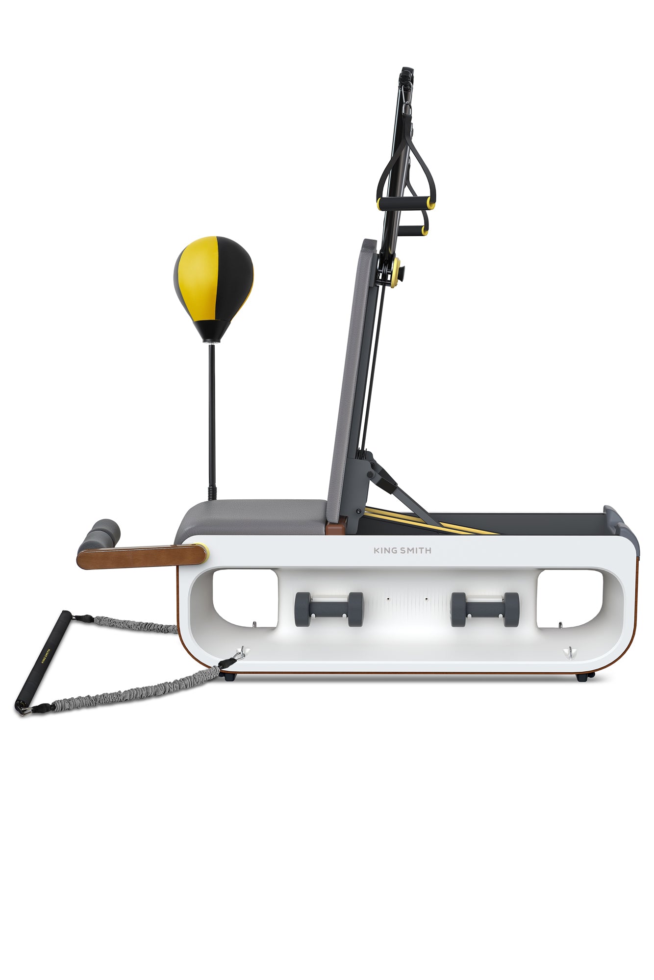 Kingsmith Trainingsbank, 117 × 34 × 41,5 cm, 60 kg – Grau, Holz