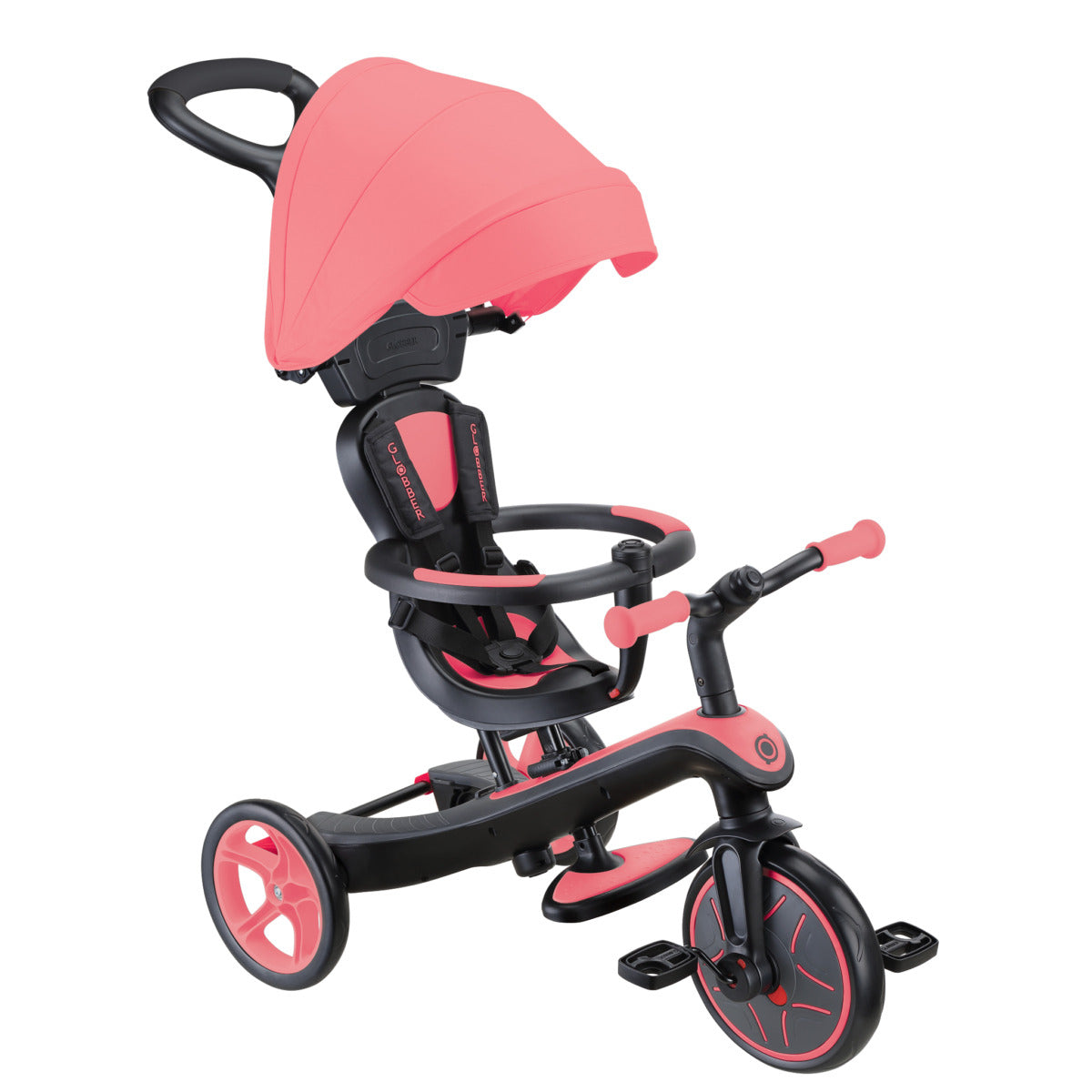 Globber Explorer 4 in 1 Dreirad – Schiebestange, verstellbarer Sitz – ab 10 Monaten – Rosa