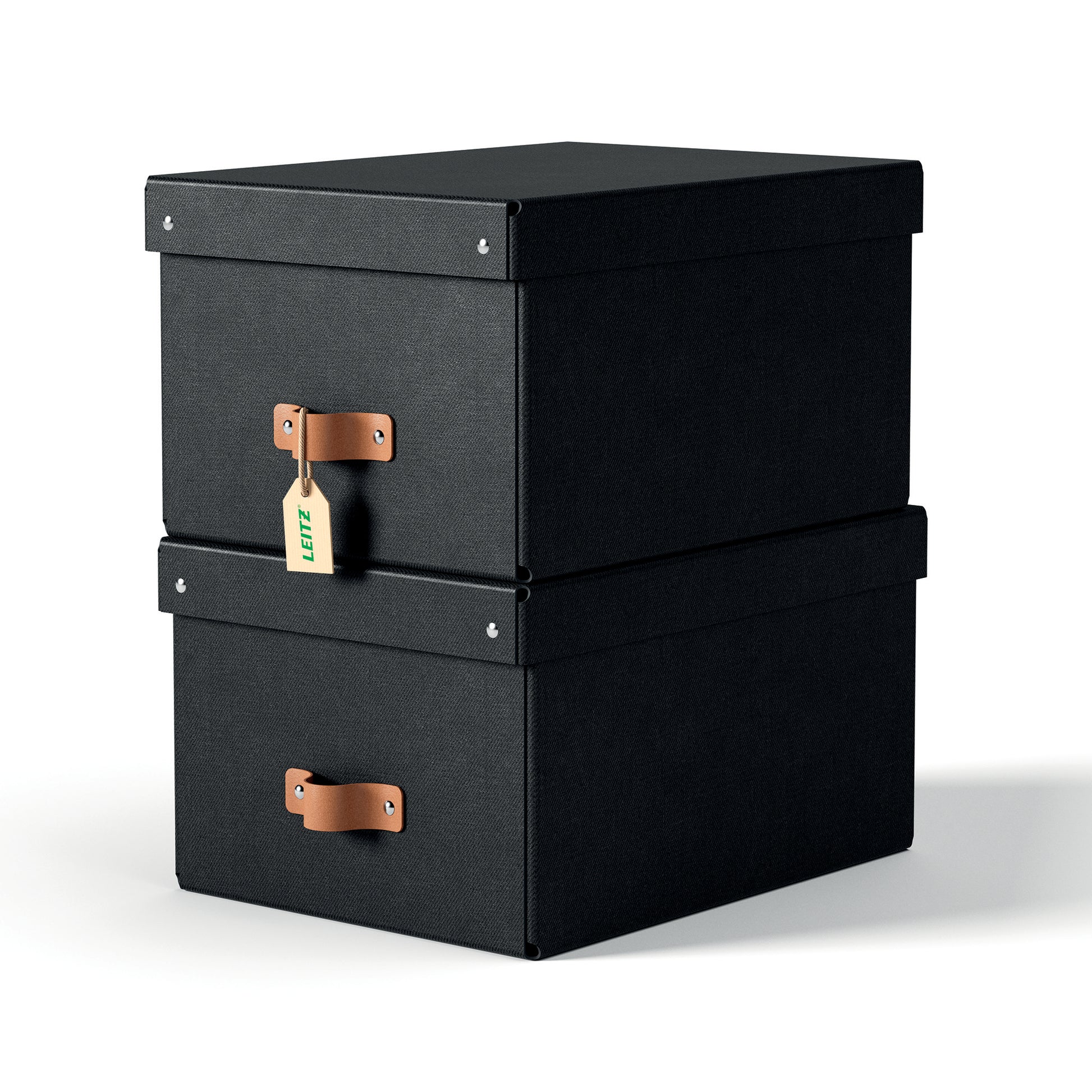 Leitz Puro Aufbewahrungsbox 17 l – mit Klappdeckel, 265 × 200 × 355 mm, schwarz, 2er Pack