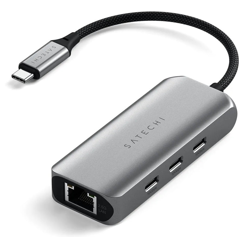 Satechi ST-H3C25EM Multiport-Adapter – USB-C, 3× USB-C, 2,5GbE, für Mac/iPadOS/Windows