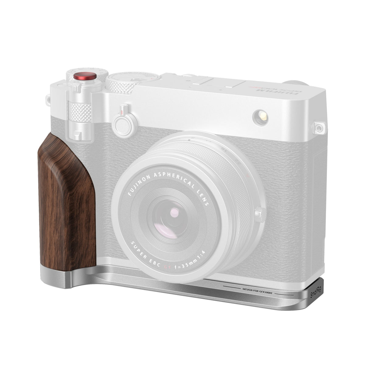 SmallRig 5265 L-Form Montageplatte mit Holzgriff – für FUJIFILM GFX100RF – Silber, Holz