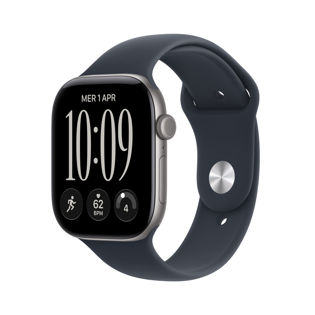 Apple Watch Series 12 46 mm GPS – Aluminium Grau, Sportarmband, Navy, M/L, 50 m, für iPhone