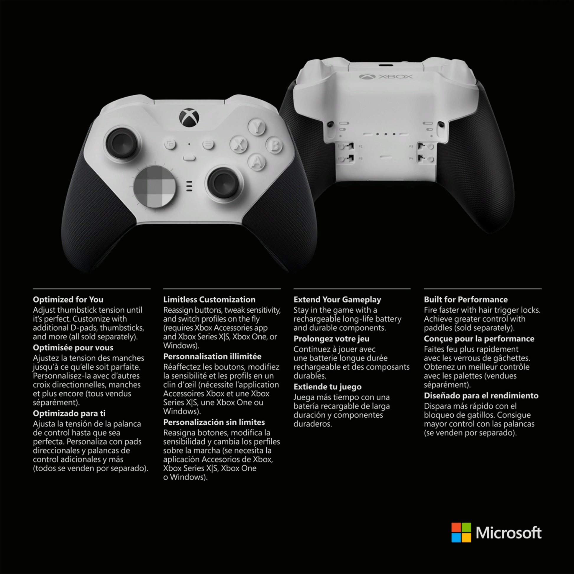 Microsoft Xbox Elite Wireless Series 2 – Gamepad – USB + Bluetooth, USB-C, 40 h Akku, für Xbox & PC