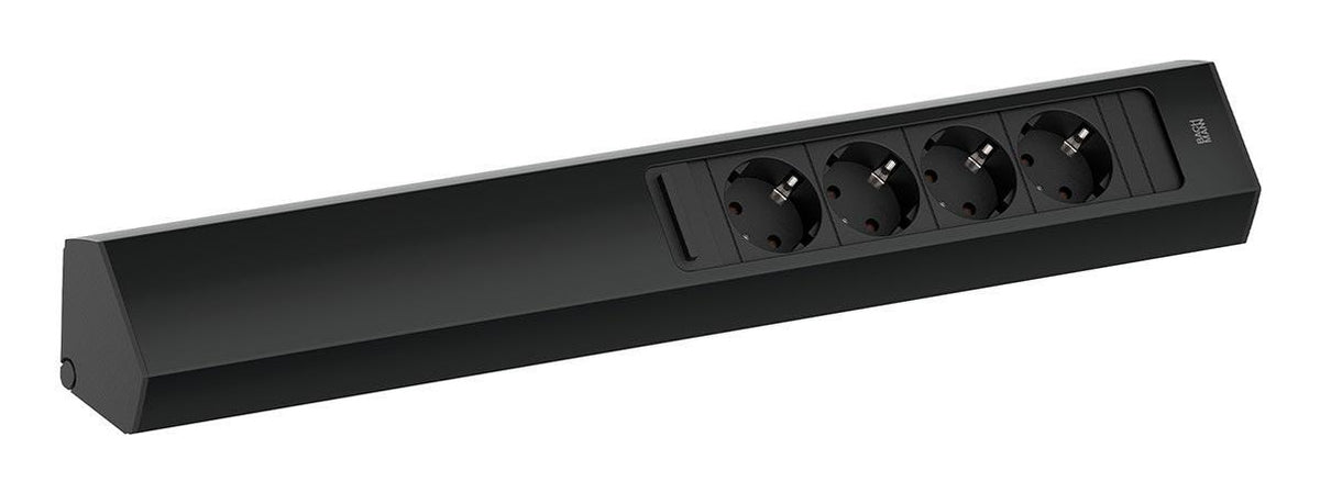 Bachmann CASIA 2 Steckdosenleiste, 4×T13, 2 m, Eingang Schutzkontakt-Montagestecker, IP20 – schwarz