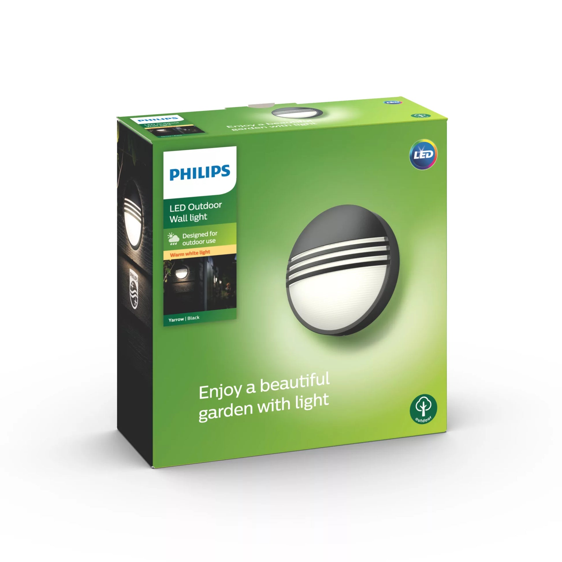 Philips by Signify Philips Aussenwandleuchte – 600 lm, 6 W – Warmweiss, 2700 K – IP44 – Netzbetrieb – Schwarz – Kunststoff