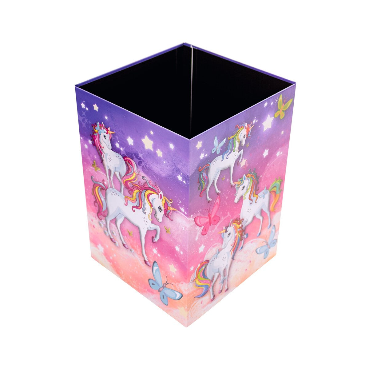 HERMA Papierkorb Einhorn – 15 l – Karton, mehrfarbig – B × H × T 220 × 315 × 220 mm