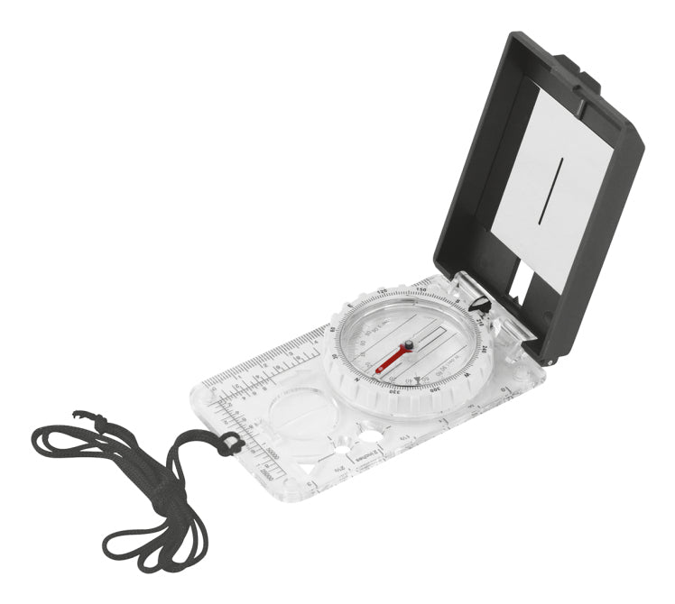Easy Camp Kartenkompass – Spiegel, Lupe, Clinometer, selbstleuchtende Nadel – 110 × 18 × 60 mm – Schwarz