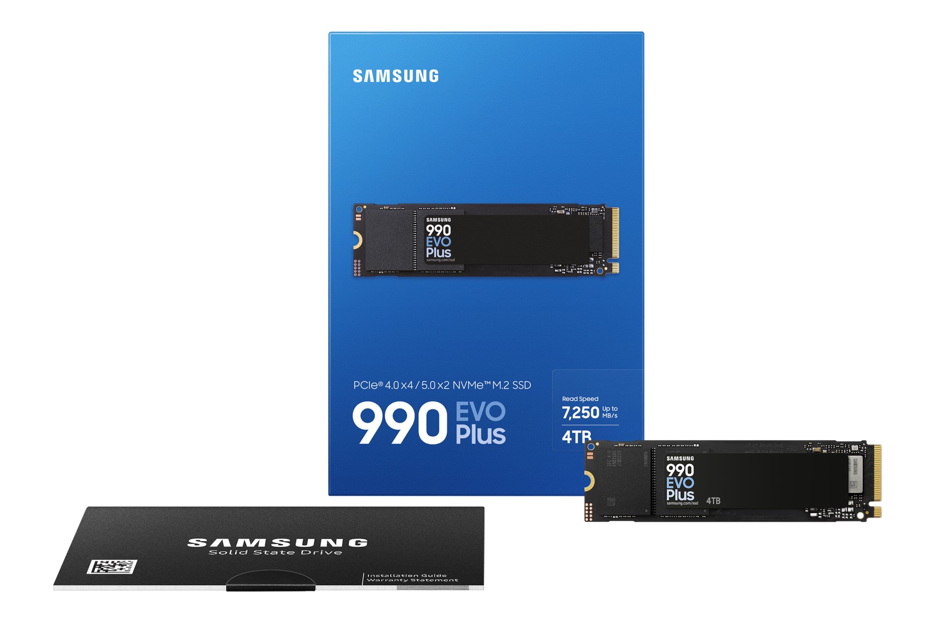 Samsung 990 EVO Plus – 4 TB M.2 2280 (22×80 mm), NVMe PCIe 4.0, 7150 MB/s Lesen, 6300 MB/s Schreiben