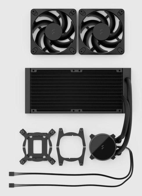Fractal Design Radius 240 – All-in-One-Flüssigkeitskühler – für LGA 1200, AM4, AM5, 2×120 mm Lüfter, Schlauch