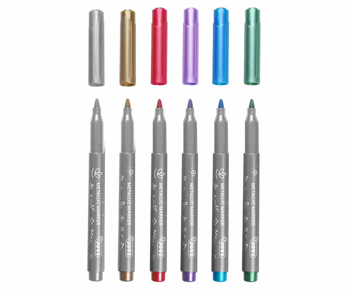 Jovi Kreativ-/Pigmentmarker – 6 Farben, 6er Set, feucht abwischbar – für viele Oberflächen