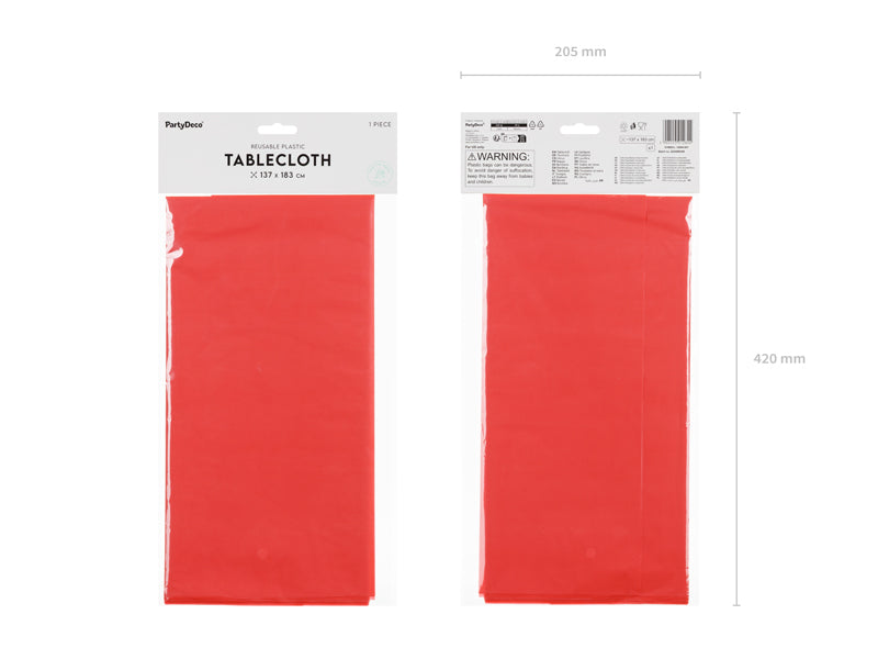 PartyDeco Tischdecke – 137×183 cm, Kunststoff, Rot, Geburtstag