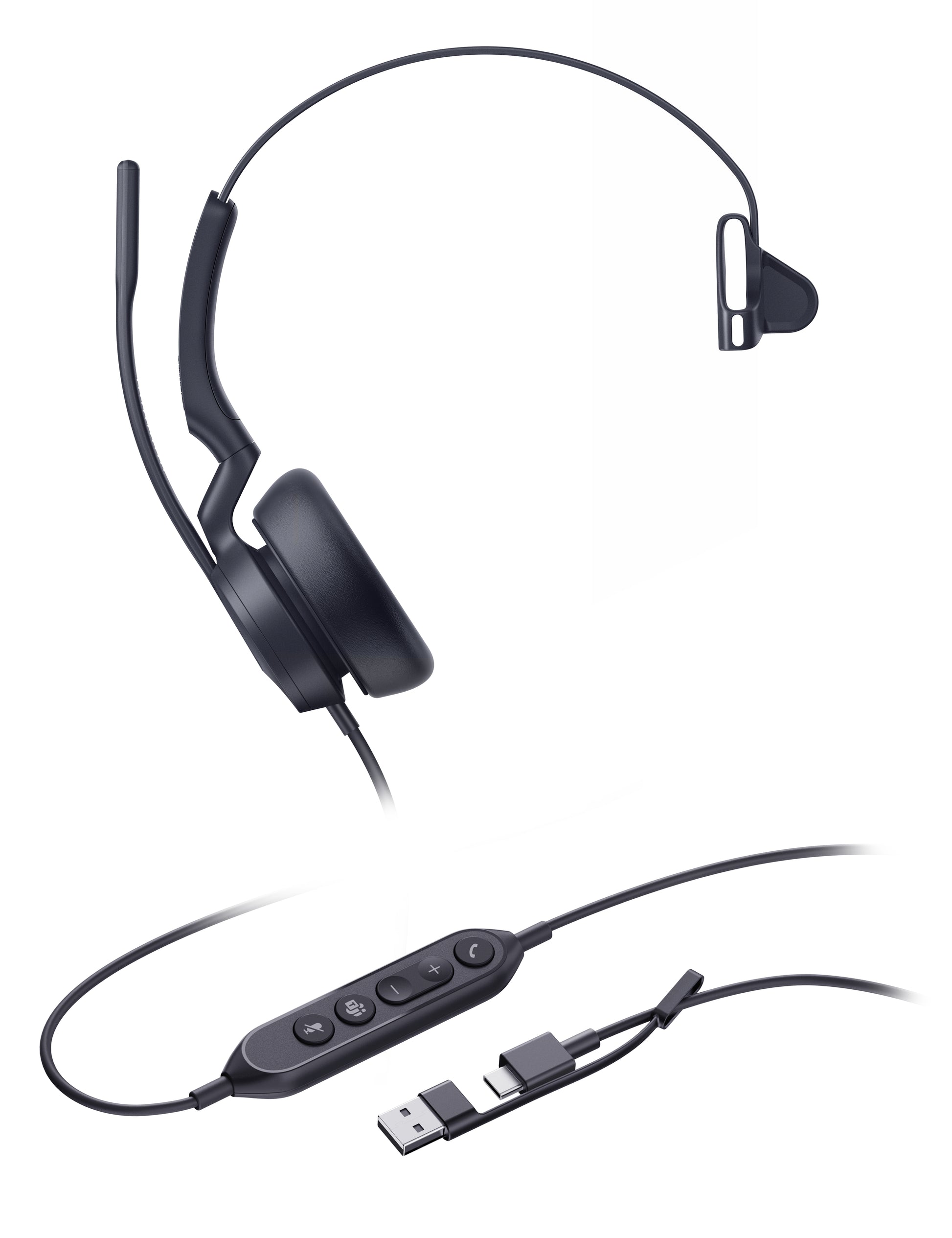 Yealink UH46 Mono Teams USB-C/A Office-Headset – On-Ear, Mono, Kabelgebunden, Schwarz