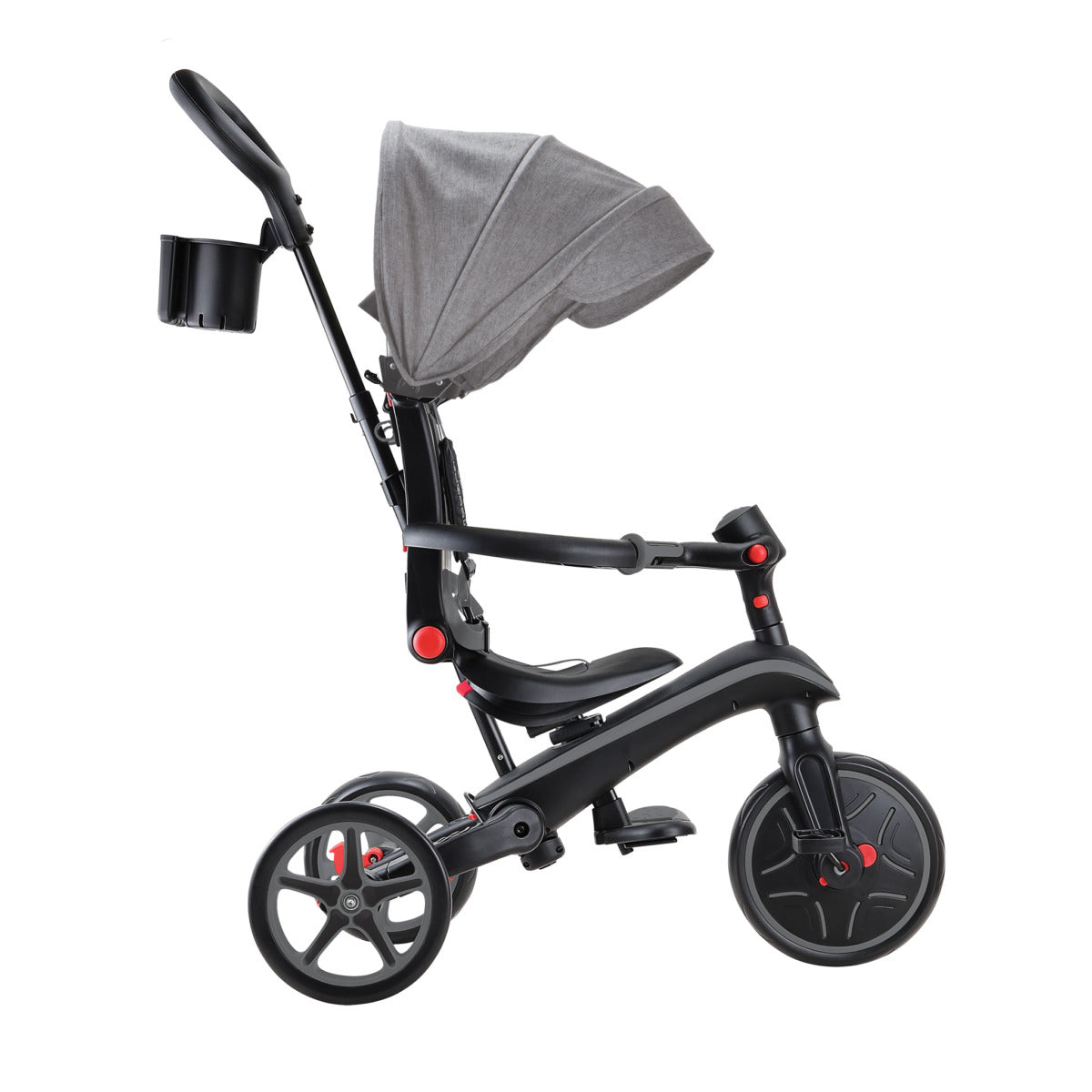 Globber Trike Explorer 4-in-1 Aufsitzlaufrad – faltbar, Push & Pedal, Pedal-Freilauf – ab 10 M. – schwarz/grau