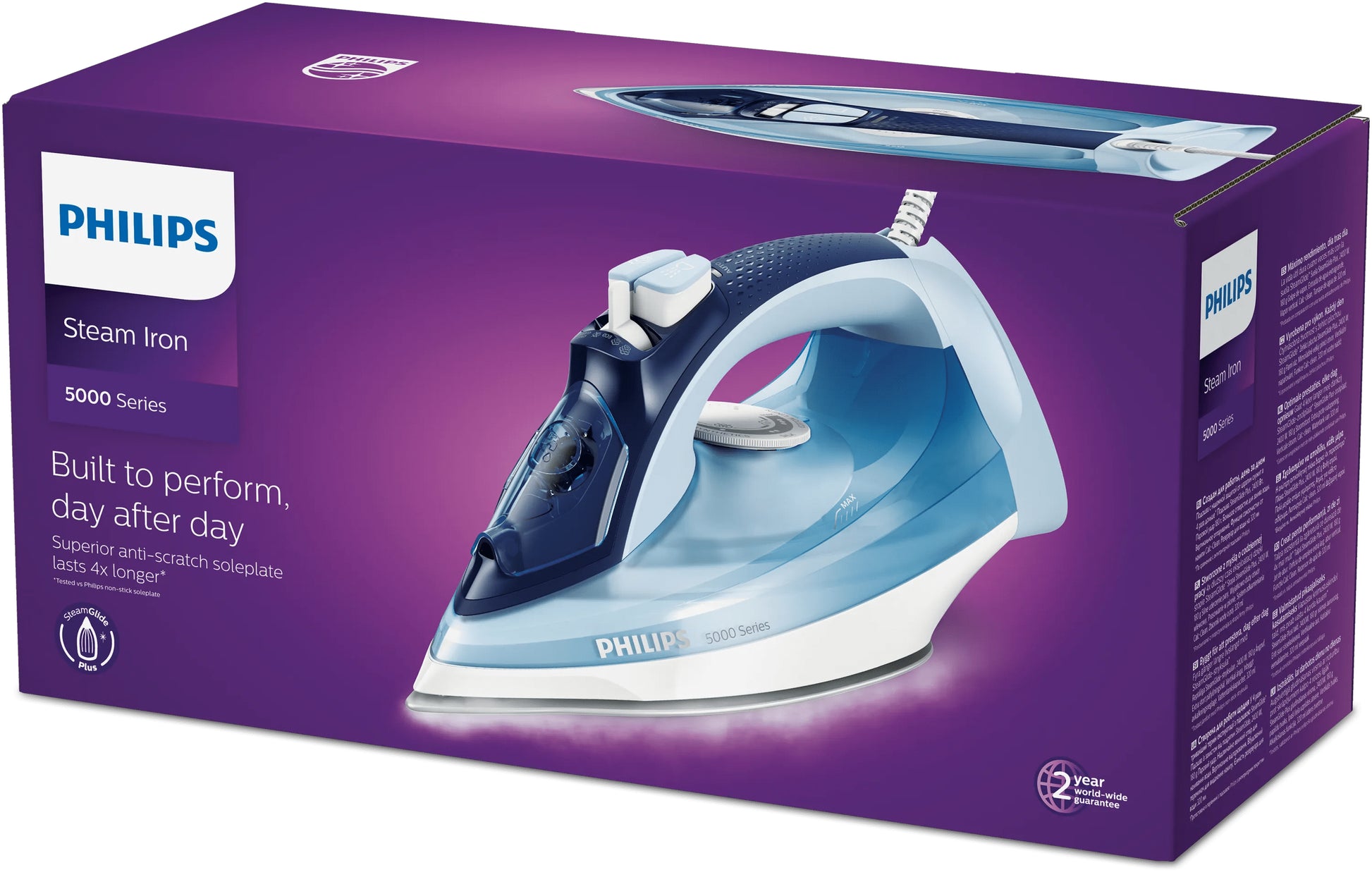 Philips Dampfbügeleisen 5000 Serie DST5030/20 – SteamGlide Plus-Sohle, 2400 W, 0,32 l, 2 m Kabel