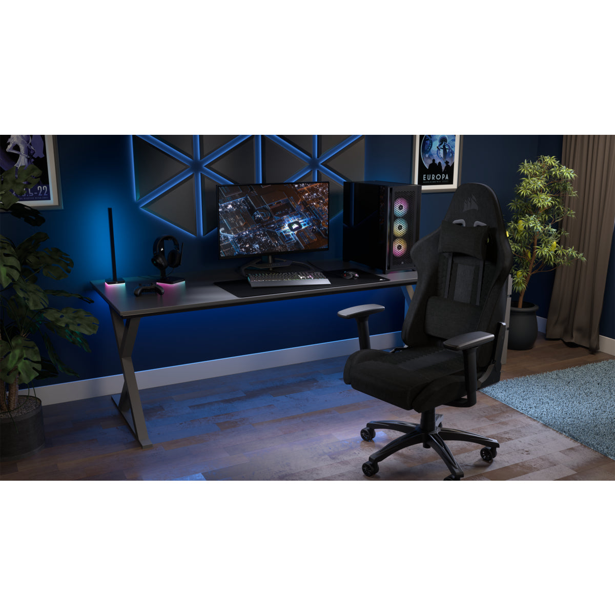Corsair T100 Leatherette – 55 cm, Schwarz