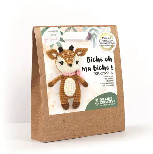 GRAINE CREATIVE Amigurumi Kit – Strickset für Kinder – Reh – Mehrfarbig – GC-420220 – ab 3 Jahren