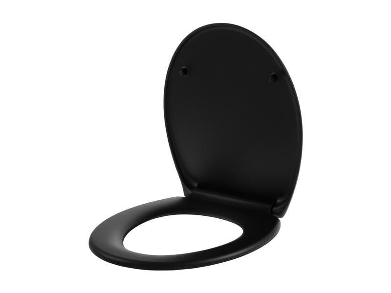 COCON Toilettensitz (verlängert) – Duroplast, schwarz, mit Absenkautomatik, 37,2 × 44,6 × 5,2 cm