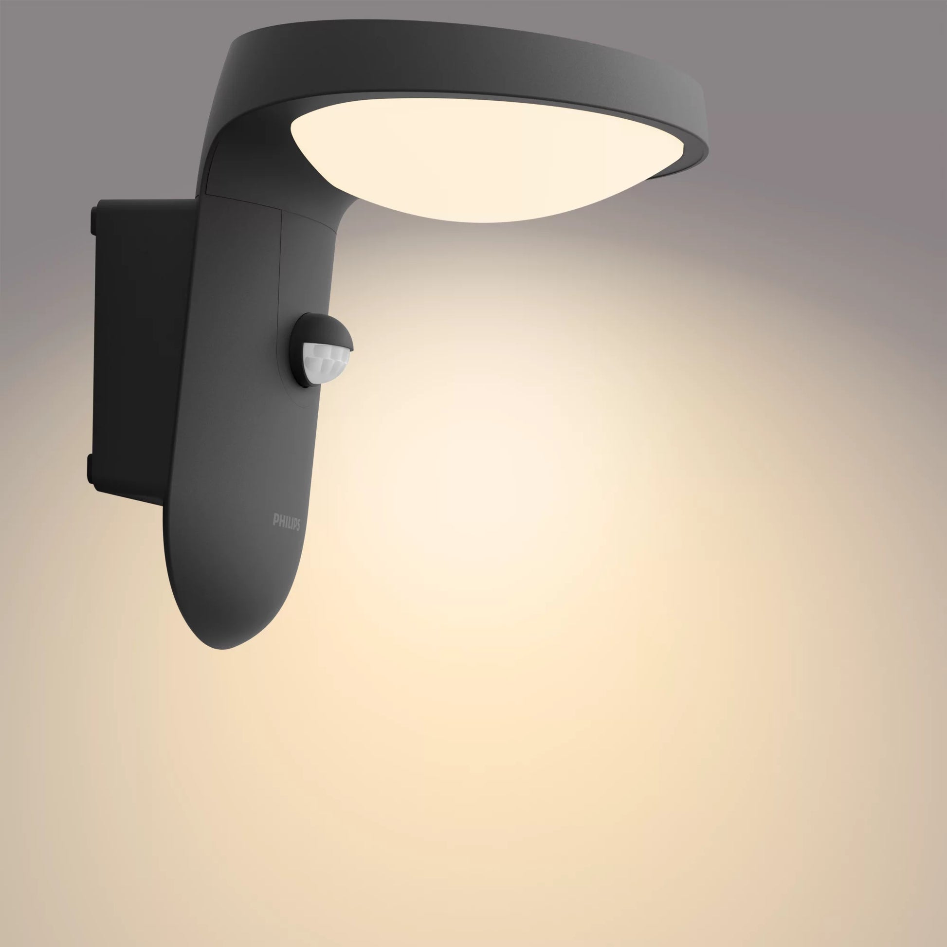 Philips by Signify Philips Aussenwandleuchte – Warmweiss, 3000 K – IP44 – Solarbetrieb – Dämmerungssensor – Anthrazit, Aluminium