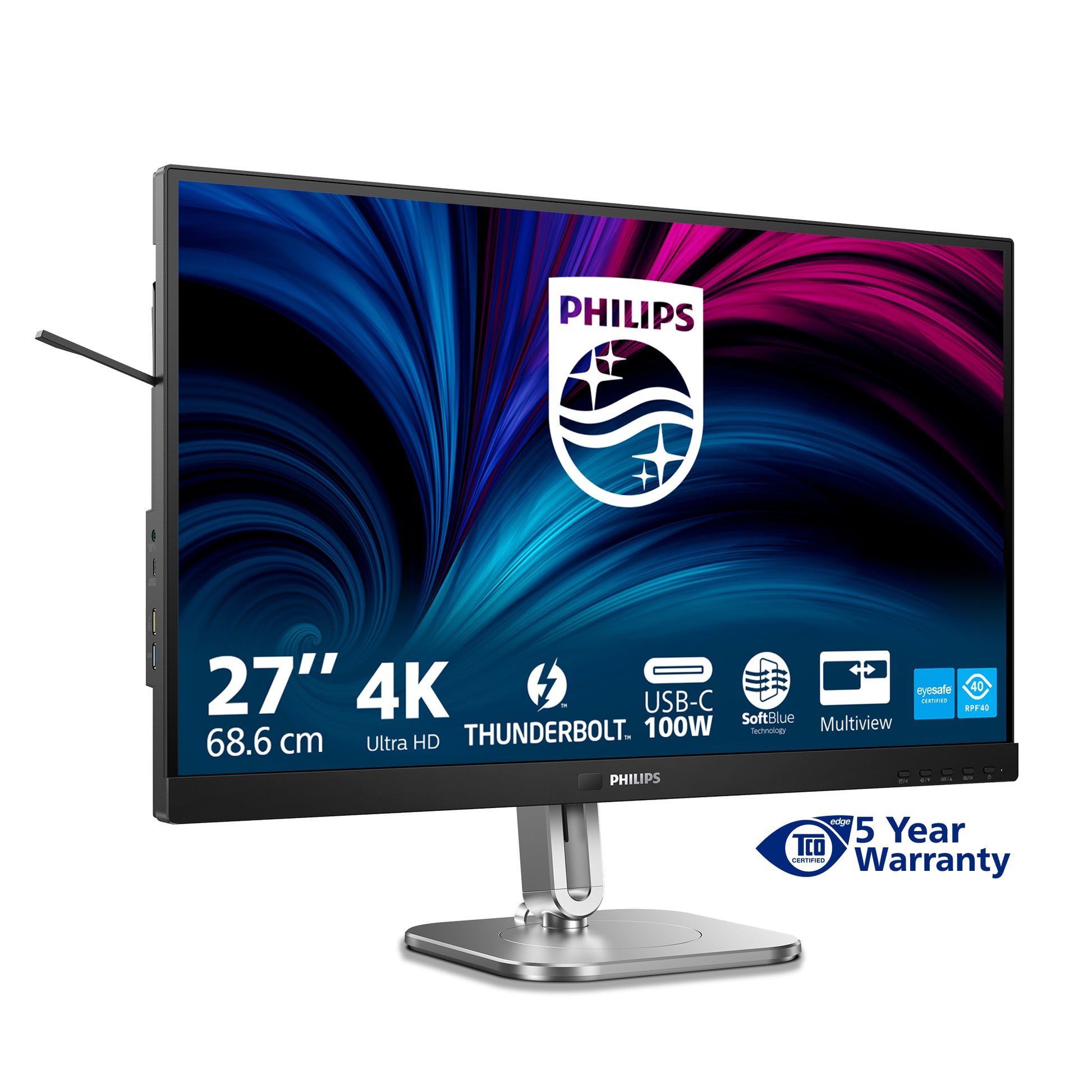 Philips 27B2U6903/000 – Monitor, 27", 3840 × 2160 (UHD 4K), IPS, 60 Hz, 350 cd/m², VESA 100 × 100, Schwarz