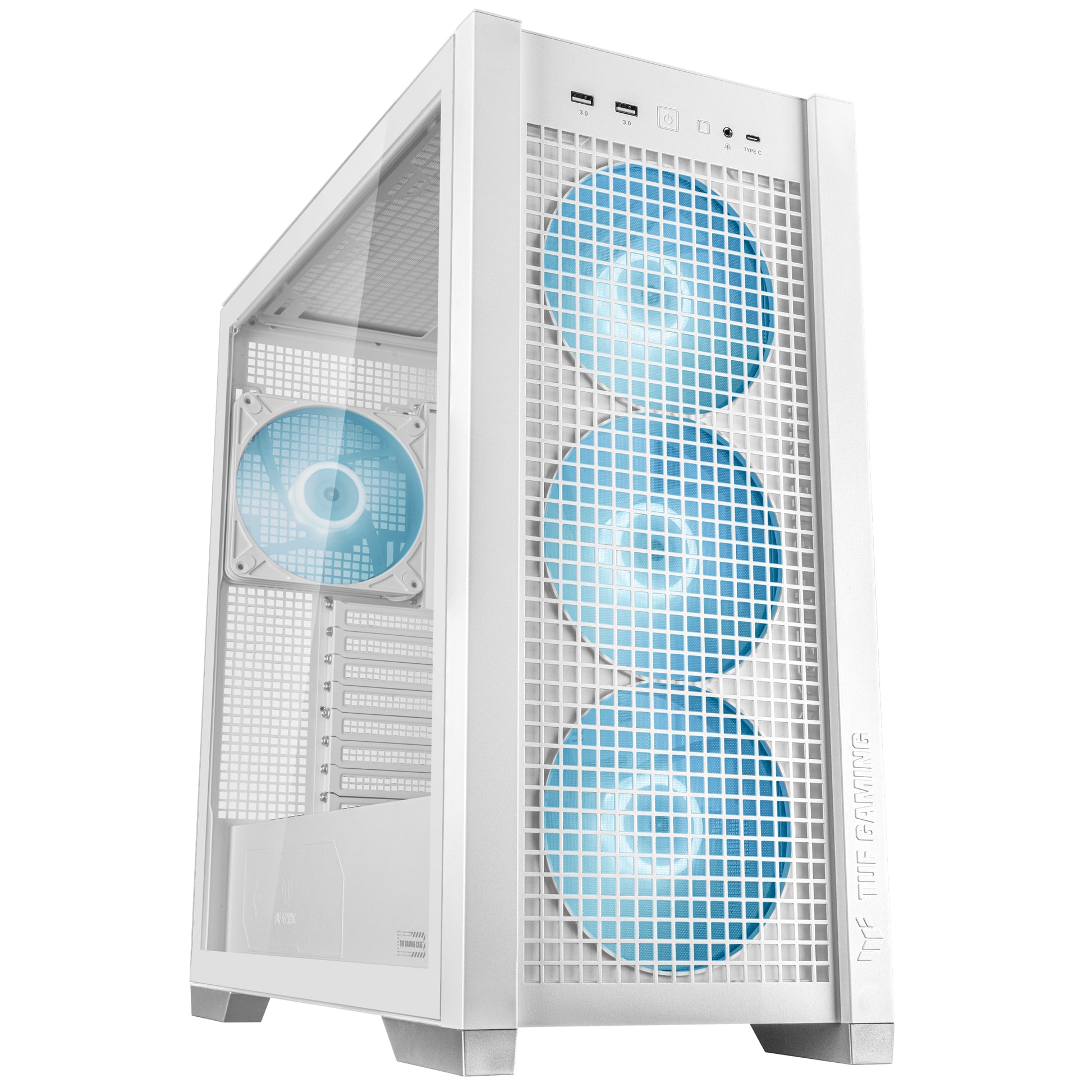 ASUS TUF Gaming GT302 ARGB – PC-Gehäuse – Weiss, EATX/ATX/mATX/Mini-ITX, 3×140 mm Front, Seitenfenster
