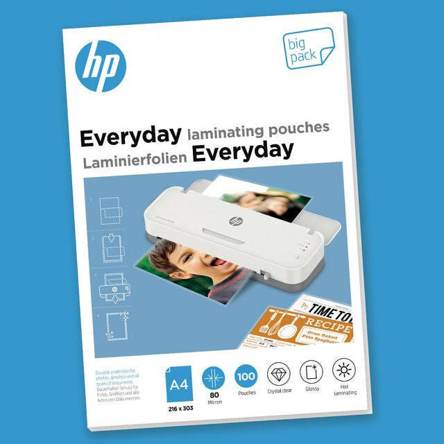 HP Laminierfolien A4 – 80 µm, glänzend, 100 Stück