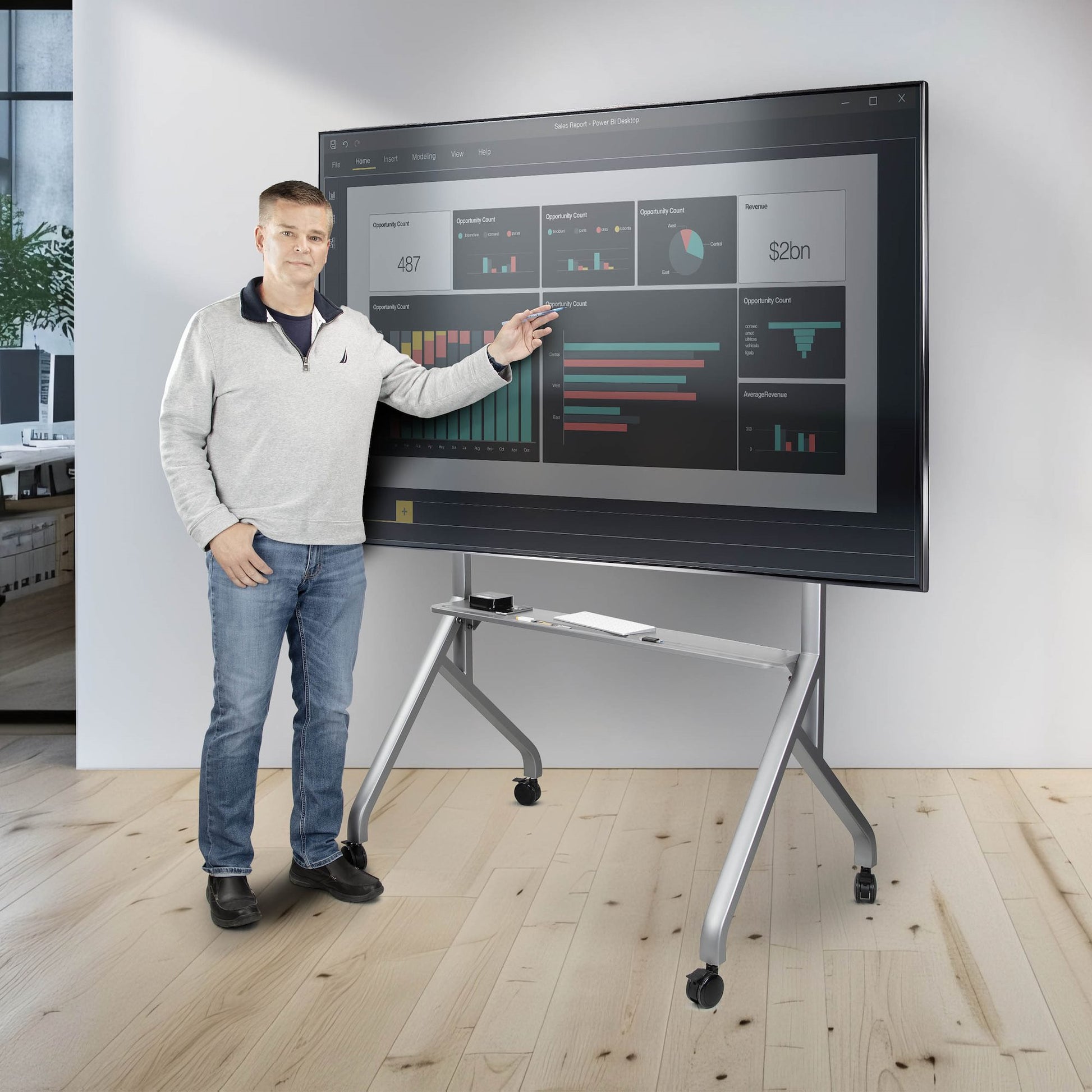 StarTech.com TV-Wagen – 65–100" – VESA 300×300–1000×600 – bis 100 kg, Höhenverstellbar – ELB1-TV-CART