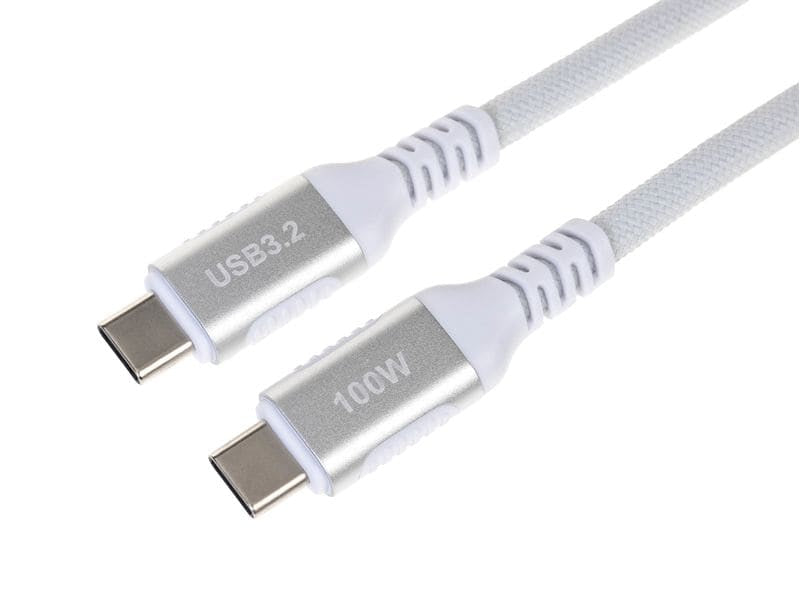 ONIT USB-C auf USB-C Kabel – USB 3.2 Gen 2 (10 Gbit/s) – 2 m – PD 100 W – Textilmantel – Weiss