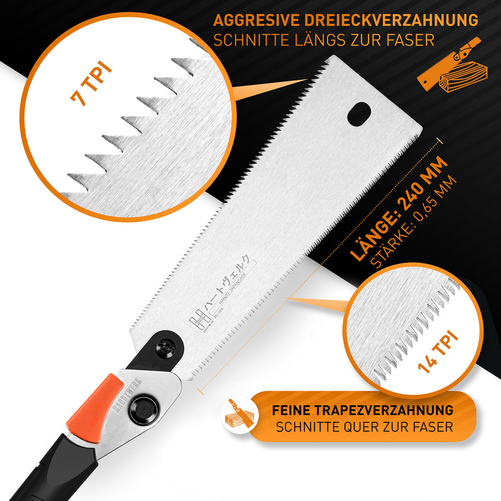 Hardtwerk Ersatz-Sägeblatt 240 mm Karbonstahl – für Hanzo Japansäge