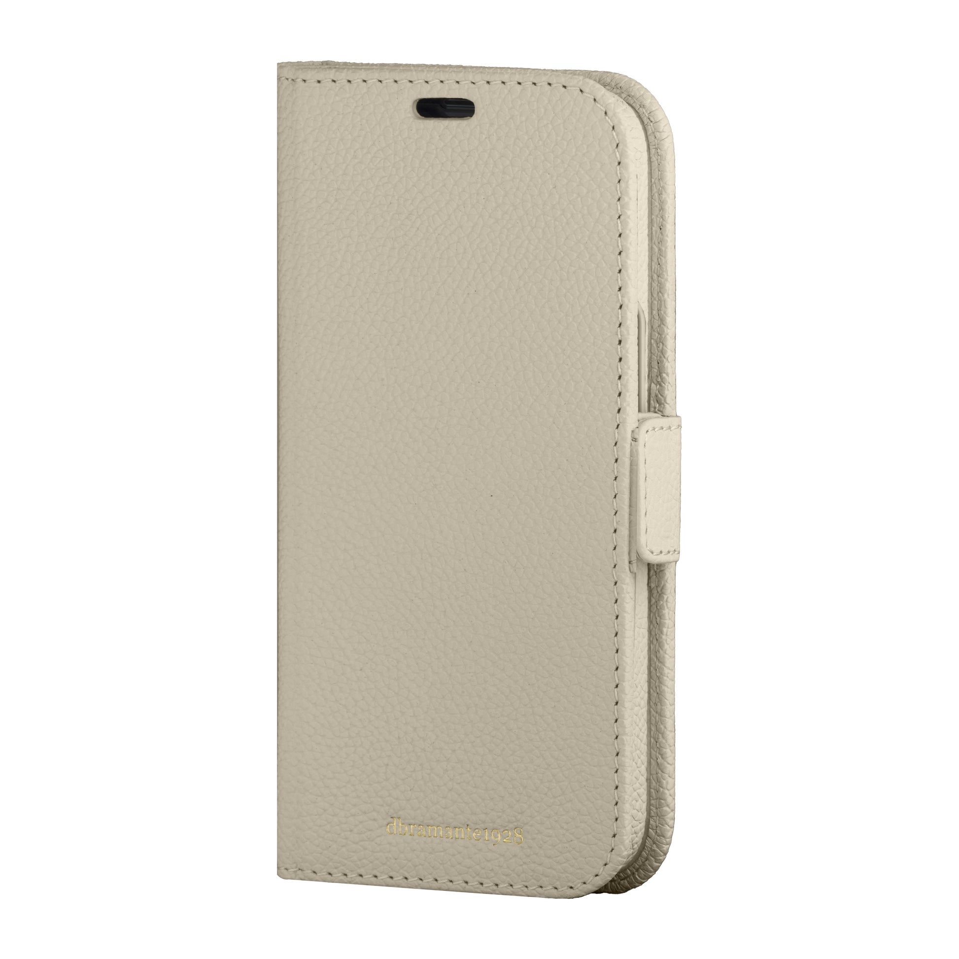 dbramante1928 New York Wallethülle – für Apple iPhone 15 Plus, 3 Kartenfächer, Leder, Beige, Magnetverschluss