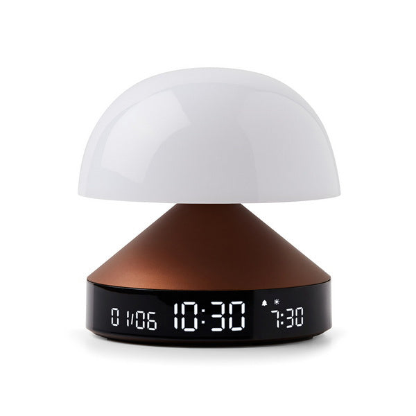 Lexon Lichtwecker Mina Sunrise – digital – 11,0 × 11,0 cm, bronze, Aluminium, USB, 5 Wecktöne