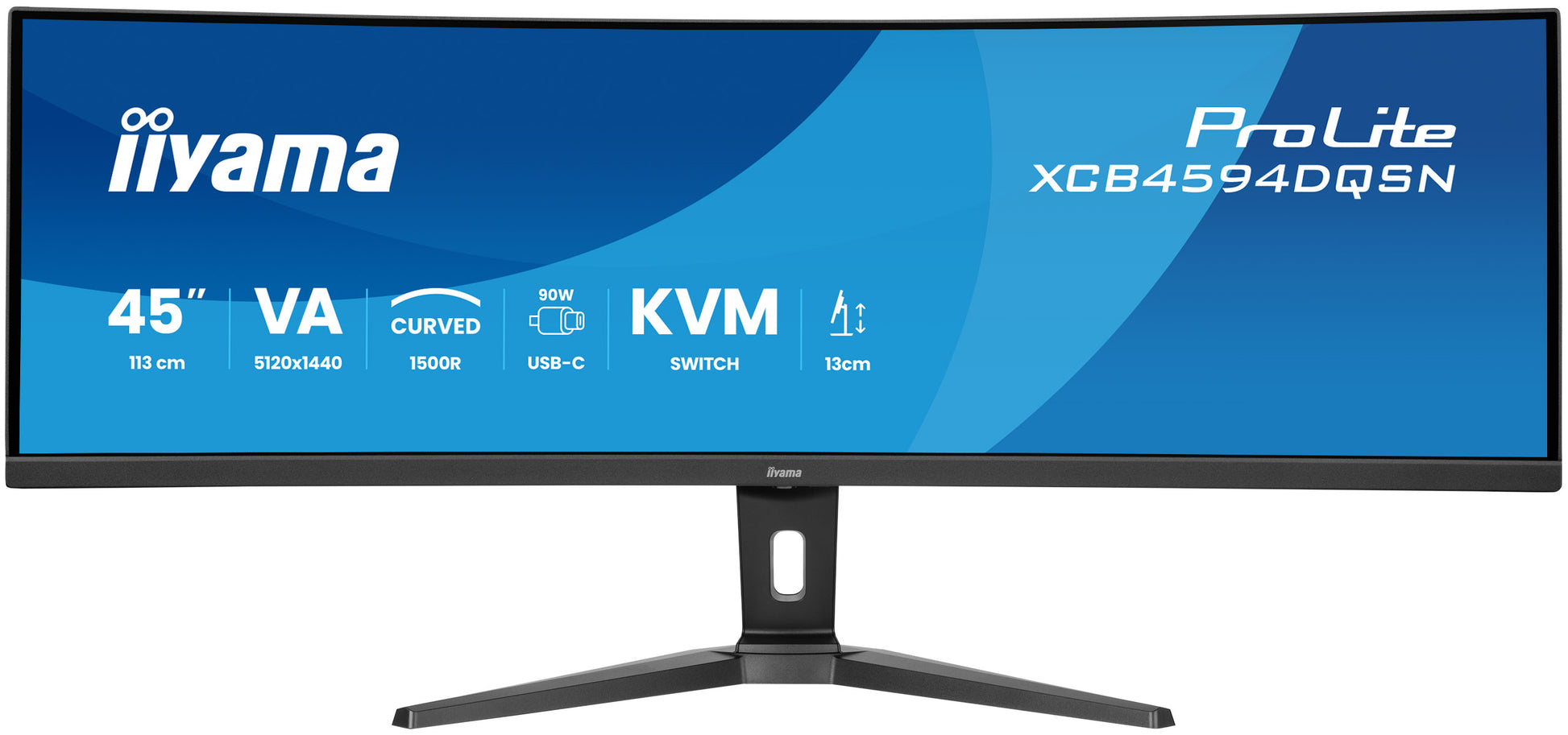 iiyama G-MASTER XCB4594DQSN-B1 – 44,5" Curved, 5120 × 1440 (DQHD), VA, 165 Hz, USB-C 90 W, KVM, LAN