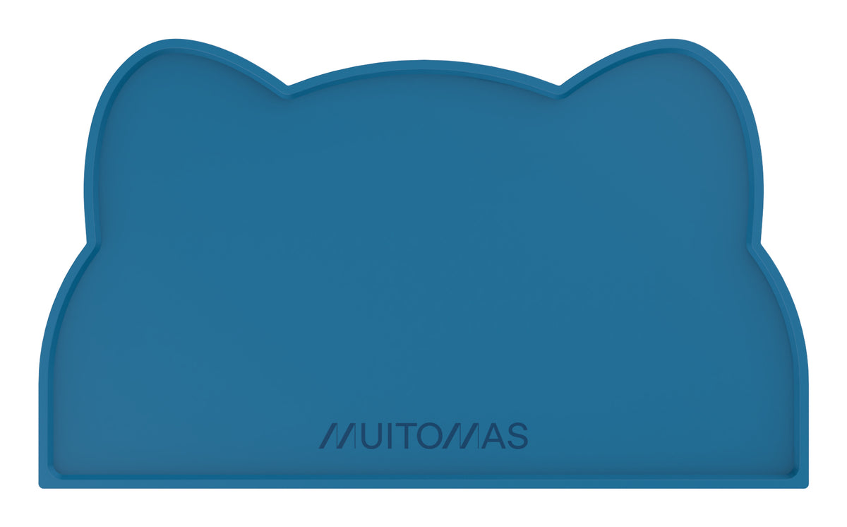 Muitomas Futternapf-Unterlage 43,5 × 25,5 × 0,3 cm, Silikon, rutschfest, leicht zu reinigen, blau