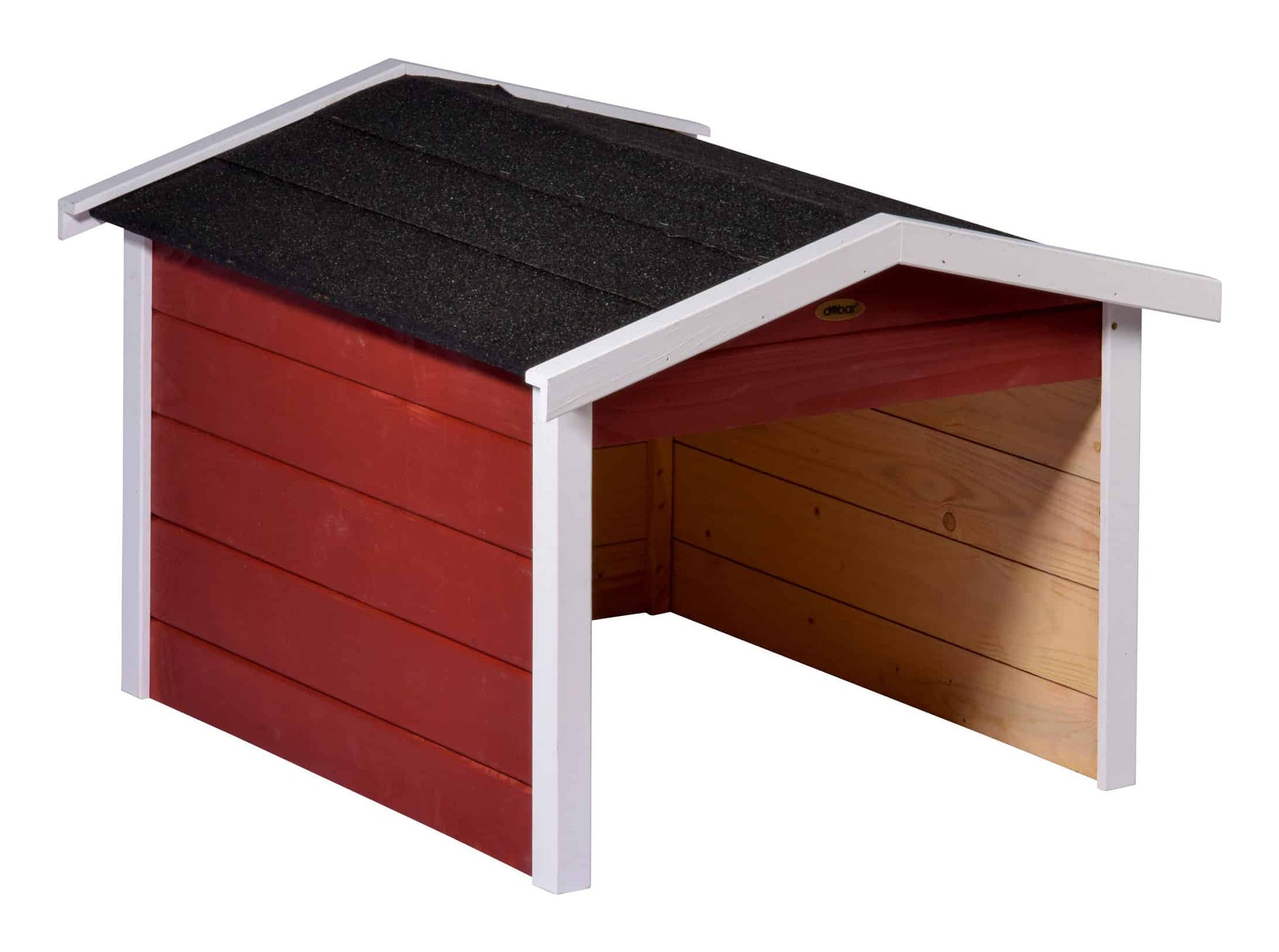 Dobar Oslo Mähroboter-Garage – wetterfest, UV-geschützt, rot, Holz, B 680 × H 520 × T 760 mm, für alle Marken