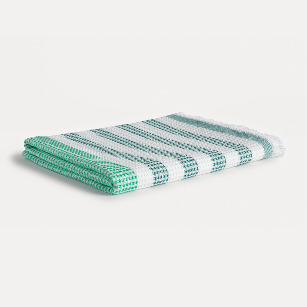 MÖVE Strandtuch Summer Daylight – 90 × 180 cm, Grün/Weiss, Baumwolle, 270 g/m²
