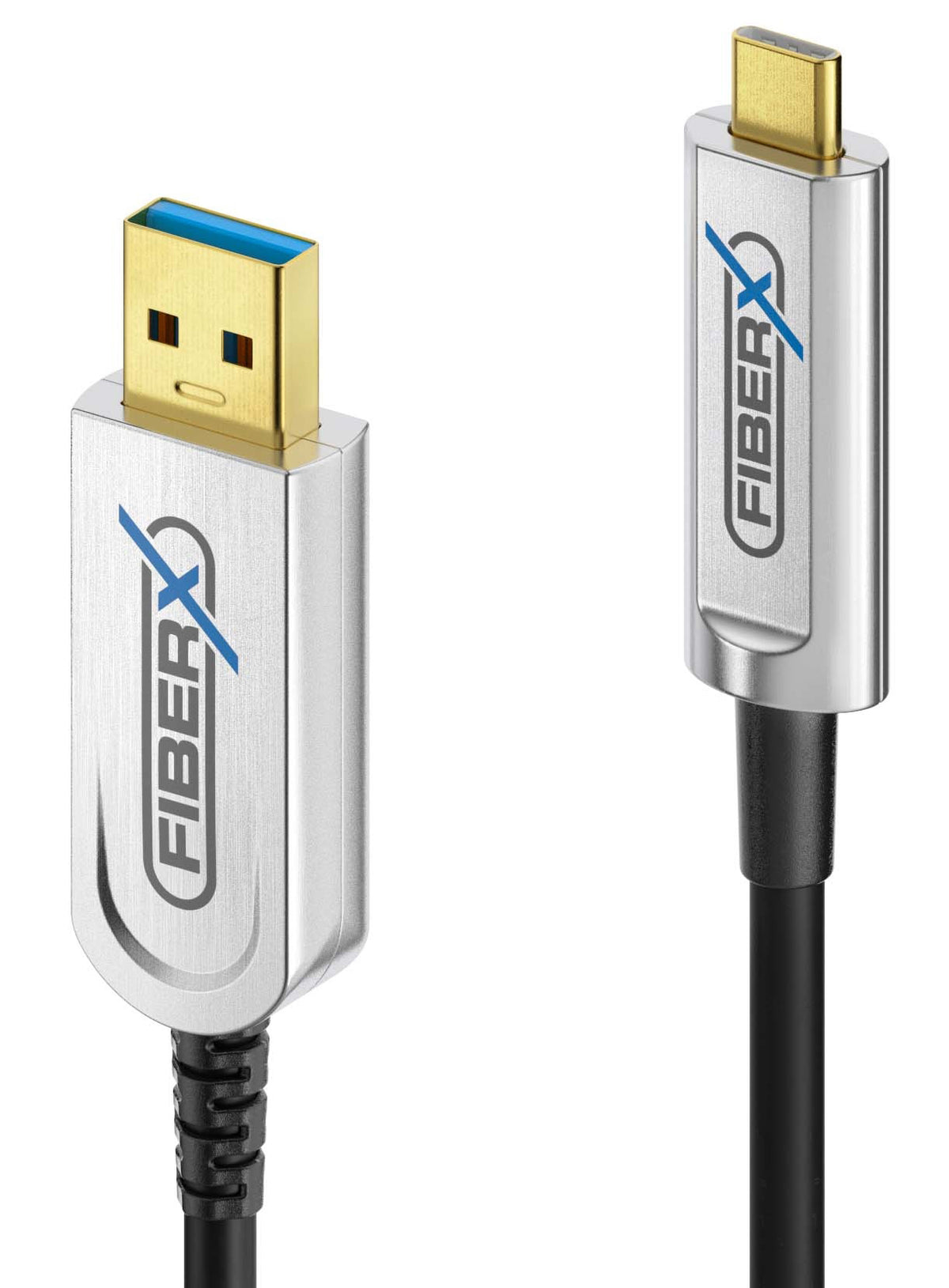FiberX USB-A auf USB-C Kabel – USB 3.2 Gen 2 (10 Gbit/s) – 15 m – Schwarz