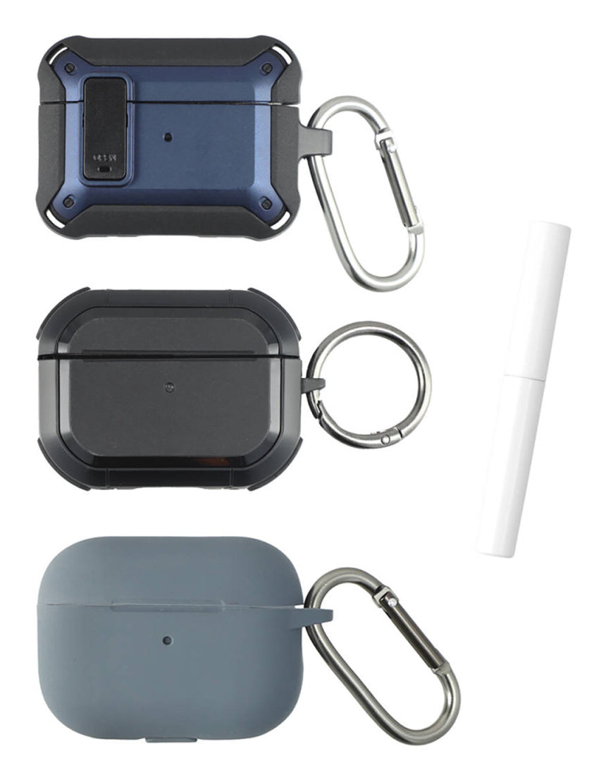 4smarts Case Set Alpha – Schutzhülle – für AirPods Pro 2 – TPU – schwarz, blau, grau – 3er-Set