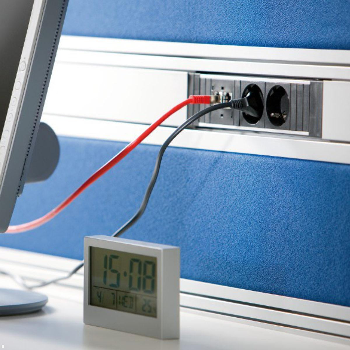 Bachmann STEP ALU – Steckdosenleiste, 2× Schuko (Typ F), ohne Schalter, Stecker GST18, IP20
