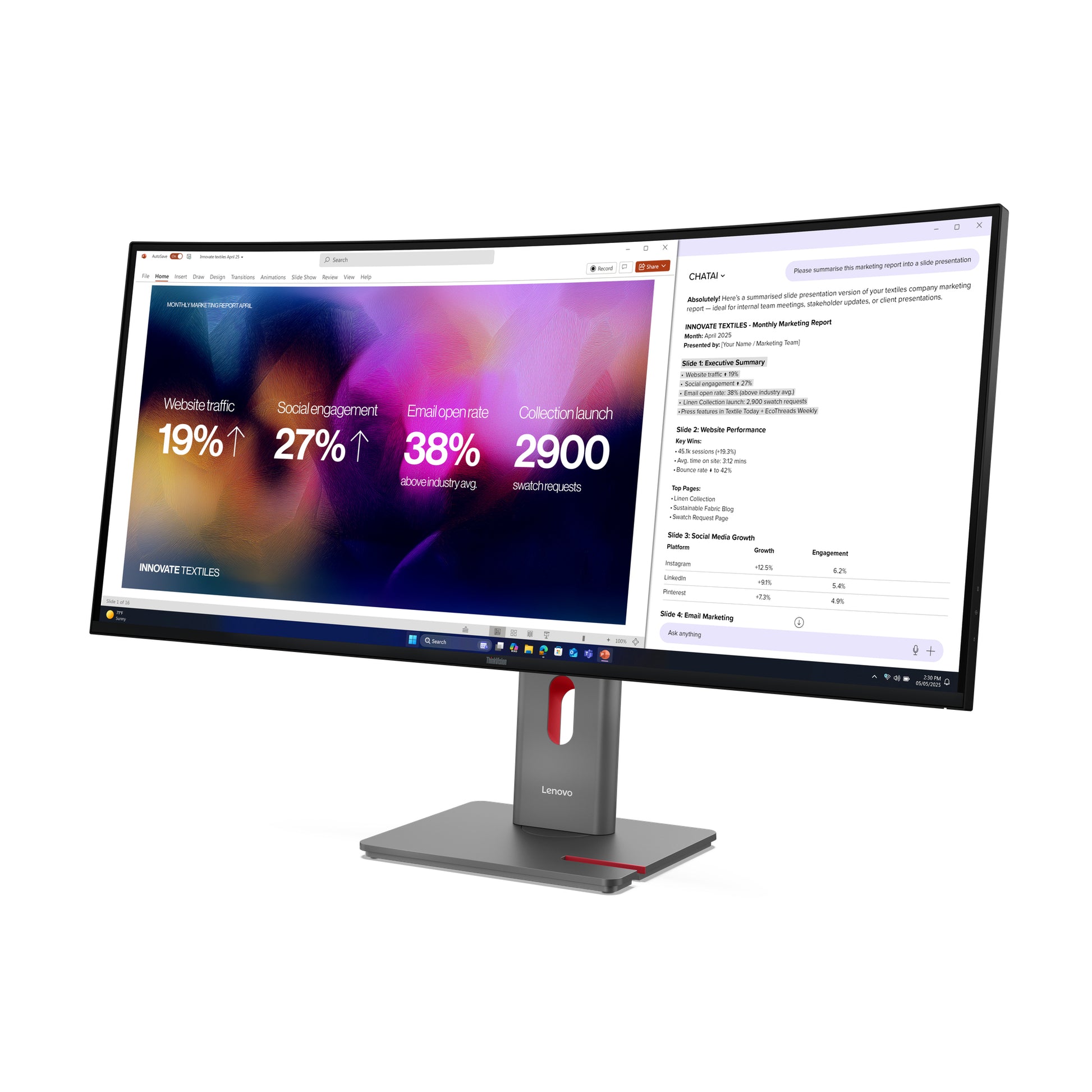 Lenovo ThinkVision P40Wd-40 – 39,7" Curved, 5120 × 2160, IPS, 120 Hz, Thunderbolt 4, KVM, LAN, HDR10