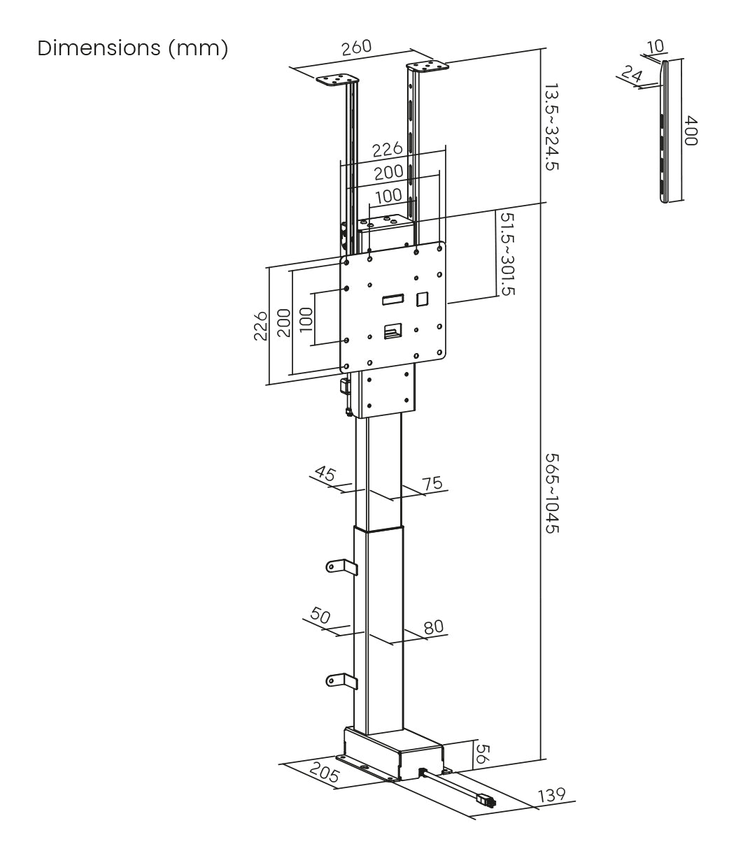 myWall HP 66 – Displayständer, Full-Motion, motorisiert, für 17–32", VESA 100×100–200×200, bis 45 kg