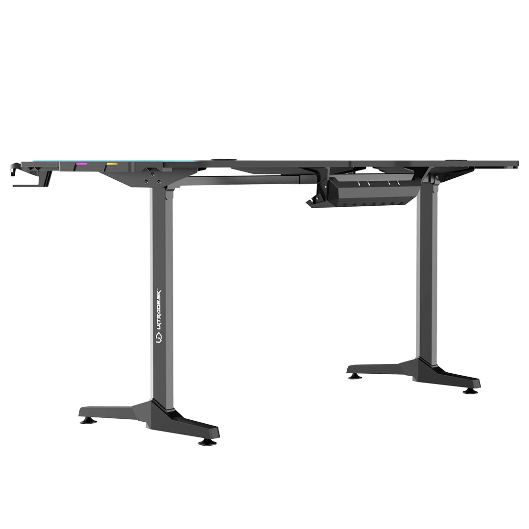 Ultradesk Rollbarer Computertisch, bis 100 kg, 1'750×750×760 mm, RGB-LED, schwarz/blau