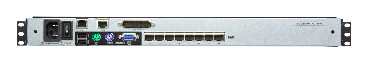 ATEN KL1508AiM – KVM-over-IP Switch, 8-Port VGA, Integrierte 17" LCD-Konsole – 1920 × 1200, Rack 1U
