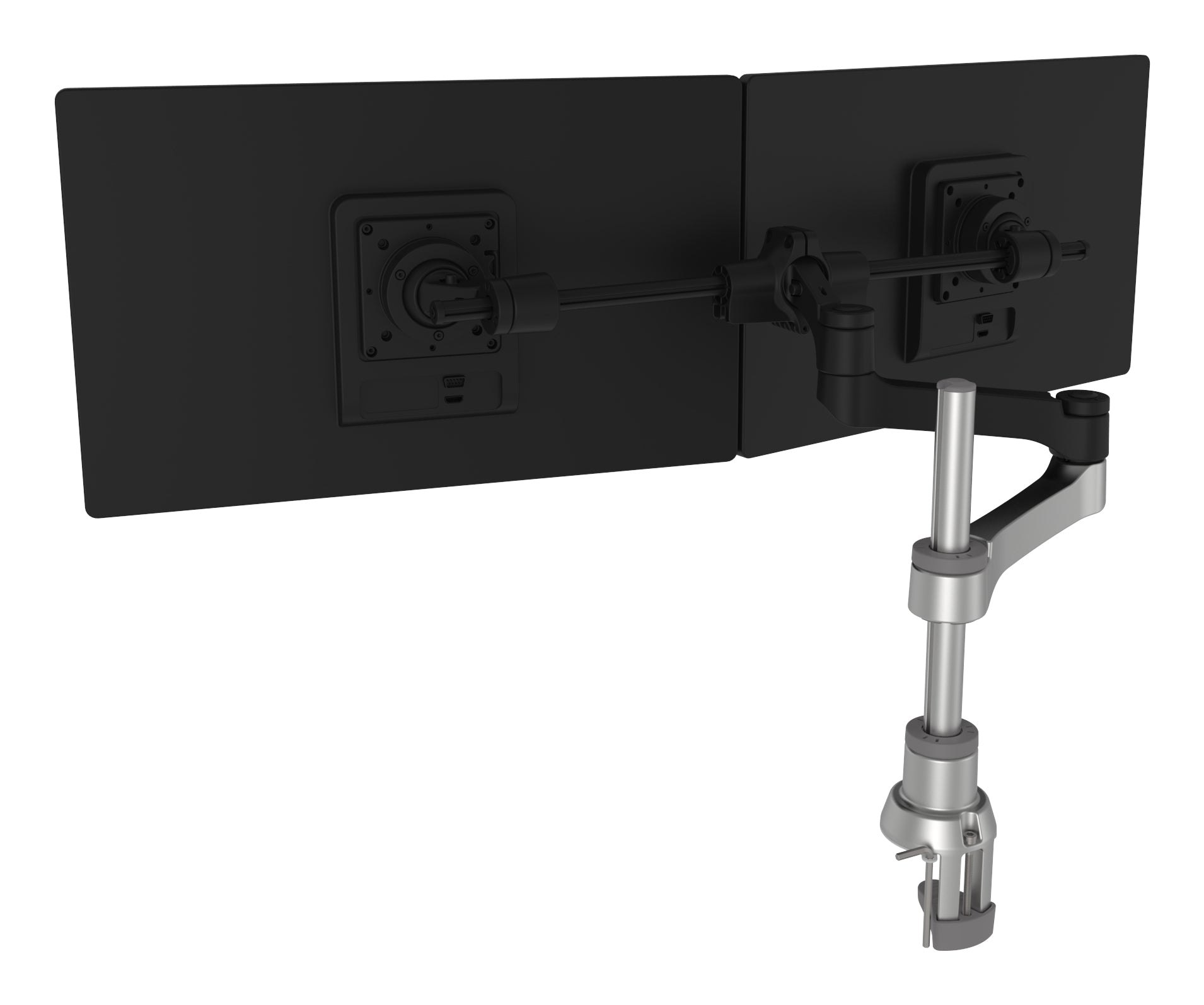 R-Go Tools Zepher C2 Smartbar – Monitorarm, Dual, 8 kg, Schwarz/Silber