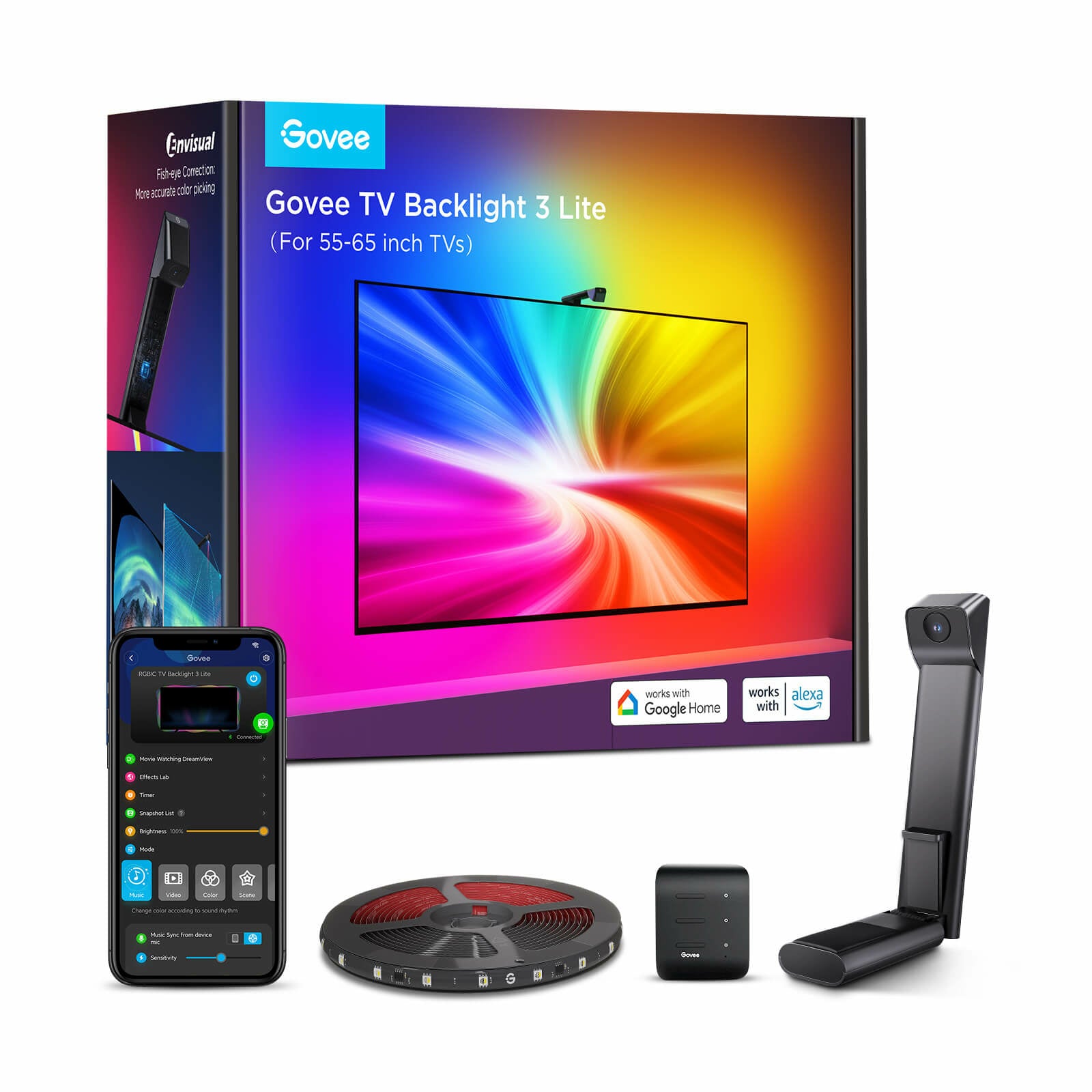 Govee Envisual T3 – LED-Wandrahmen, Wandmontage, für 75–85", WLAN, Bluetooth, Farbwechsel